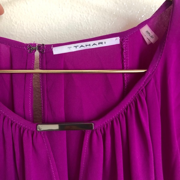 Tahari S pink Selina flutter sleeve tie blouse top - Picture 6 of 10